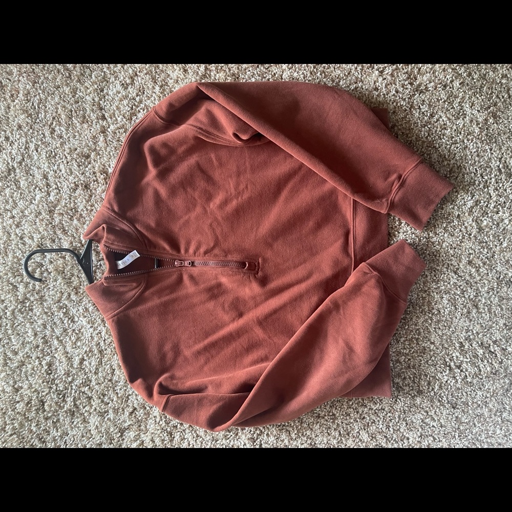 Fabletics Rust Crop Half Zip Sweater - image 2